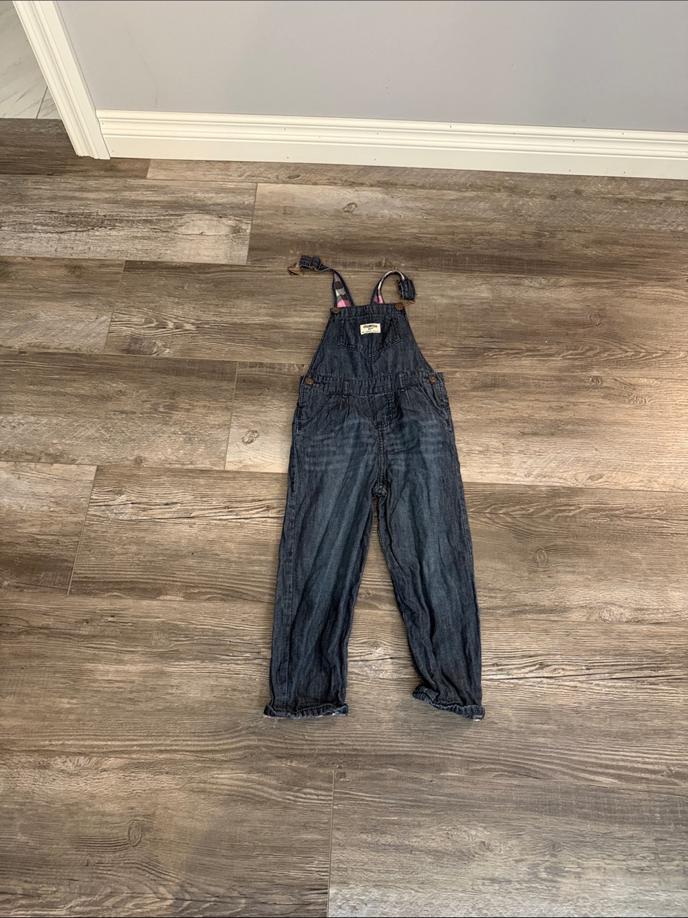 Oshkosh Dark Denim Overalls with Striped Strap Detail